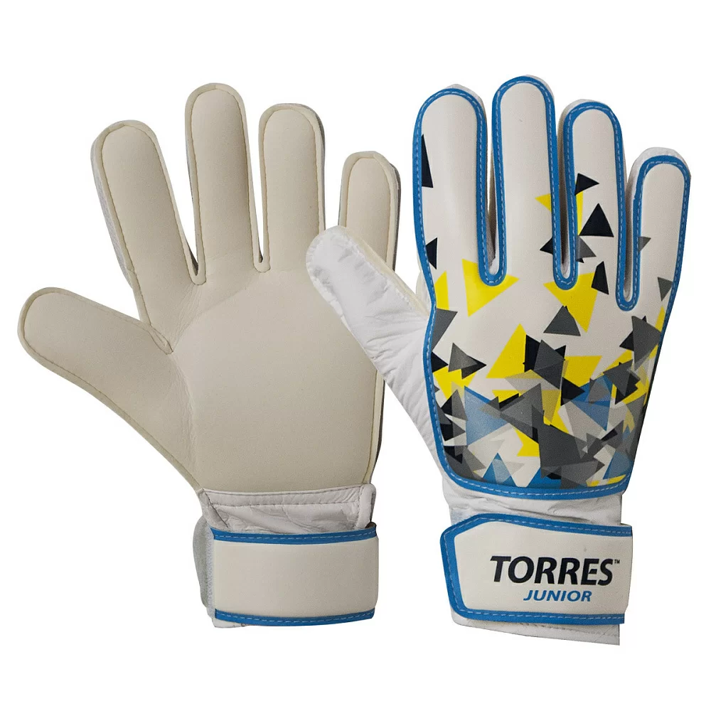 Реальное фото Перчатки вратарские Torres Jr бело-голуб-желтый FG05212 от магазина СпортСЕ