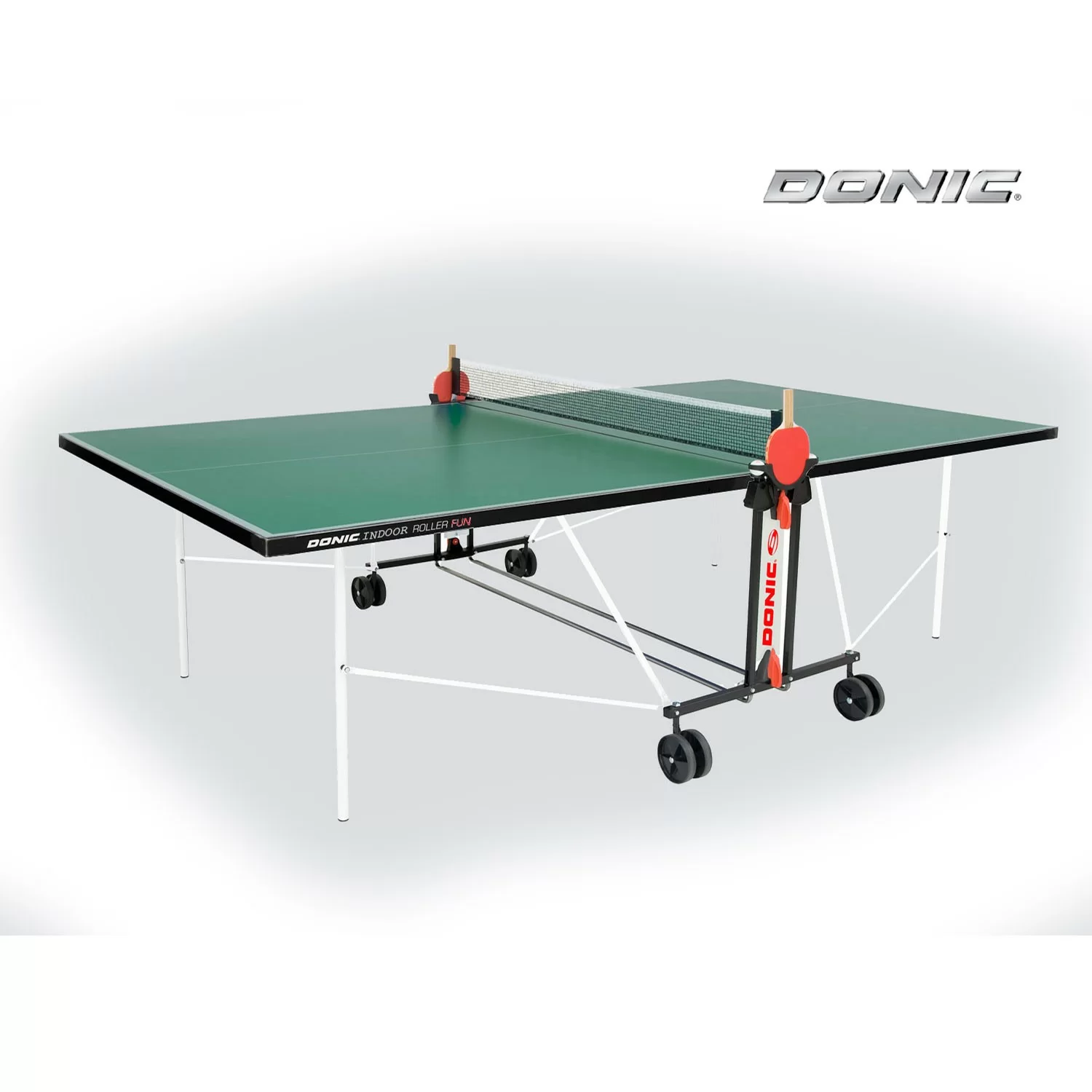 Реальное фото Теннисный стол DONIC INDOOR ROLLER FUN GREEN 19мм 230235-G от магазина СпортСЕ