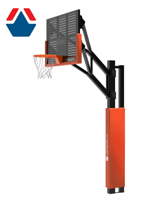 Реальное фото Стойка баскетбольная под бетонирование с металлическим щитом вынос 1200мм от магазина СпортСЕ