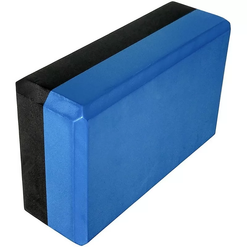 Реальное фото Блок для йоги полумягкий 228х152х76мм синий/черный YGB301-BB2 от магазина СпортСЕ