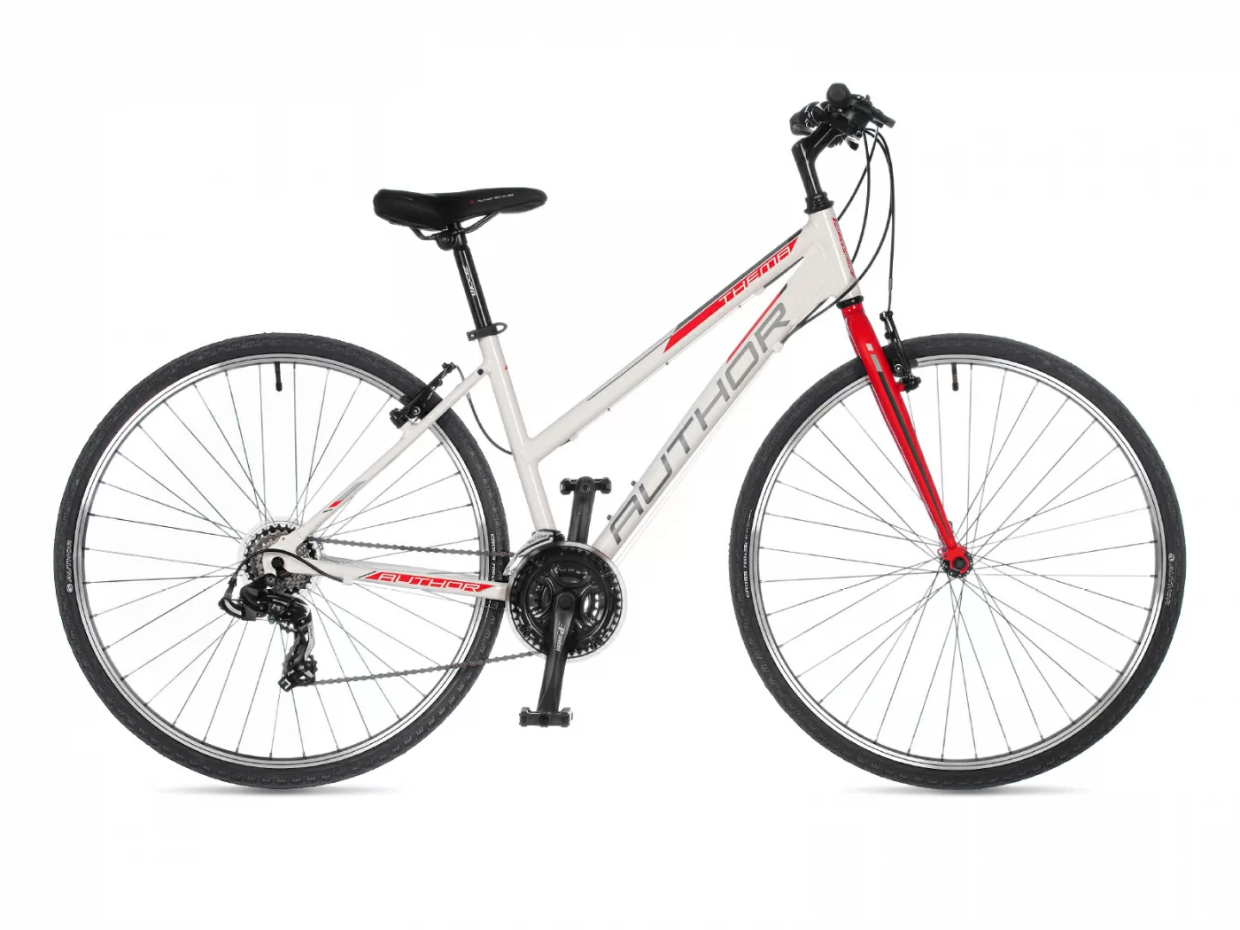 Реальное фото Велосипед женский AUTHOR Thema 2022 Бело-красный от магазина СпортСЕ