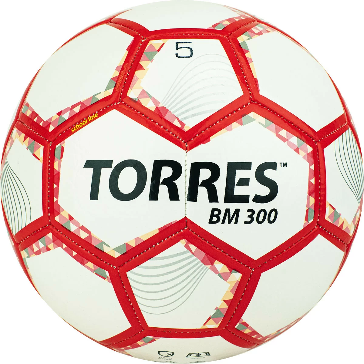 Реальное фото Мяч футбольный Torres BM 300 №5 28 пан.,гл.TPU бело-серебр-крас. F320745 от магазина СпортСЕ