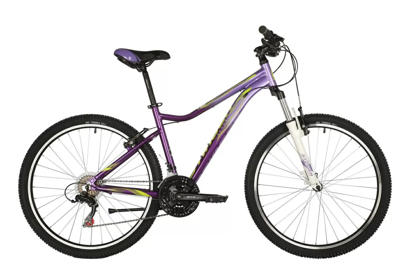 Реальное фото Велосипед STINGER 26" LAGUNA STD фиолетовый, алюминий, размер 17", MICROSHIFT от магазина СпортСЕ