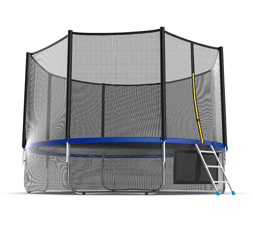 Реальное фото EVO JUMP External 12ft (Blue) + Lower net. Батут с внешней сеткой и лестницей, диаметр 12ft (синий) + нижняя сеть от магазина СпортСЕ