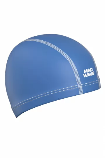 Реальное фото Шапочка для плавания Mad Wave Ergofit Lycra azure M0527 01 0 16W от магазина СпортСЕ