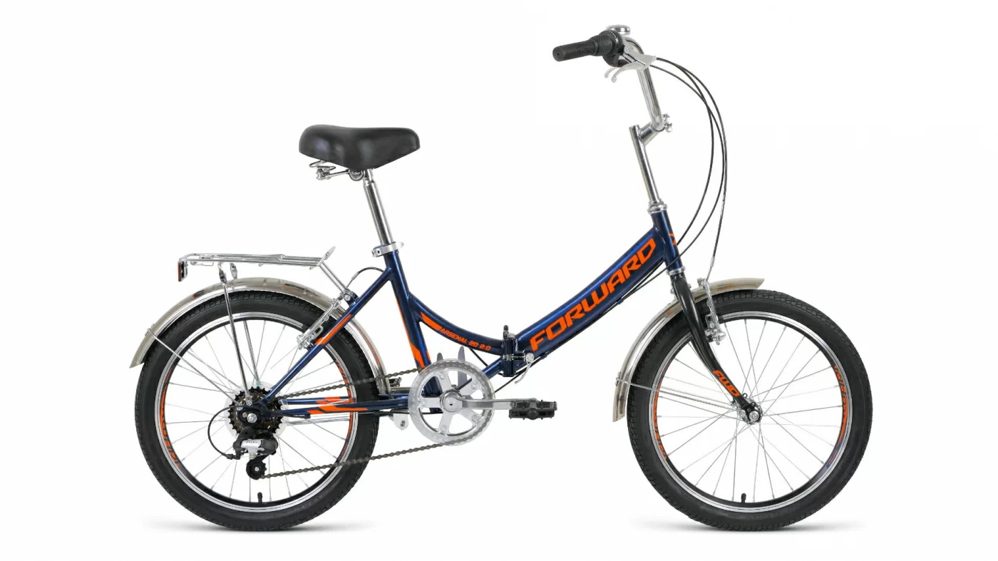 Реальное фото Велосипед Forward Arsenal 20 2.0 (2021) темно-синий/оранжевый RBKW1YF06008 от магазина СпортСЕ