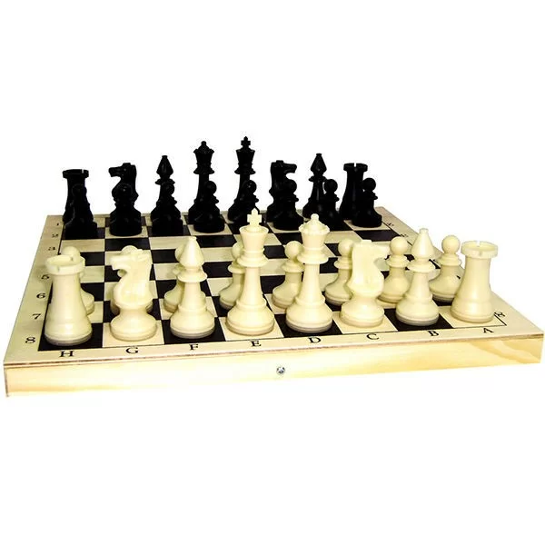 Реальное фото Шахматы обиходные пластмассовые (d25) в деревянной доске 290*145*46 Ш-16 от магазина СпортСЕ