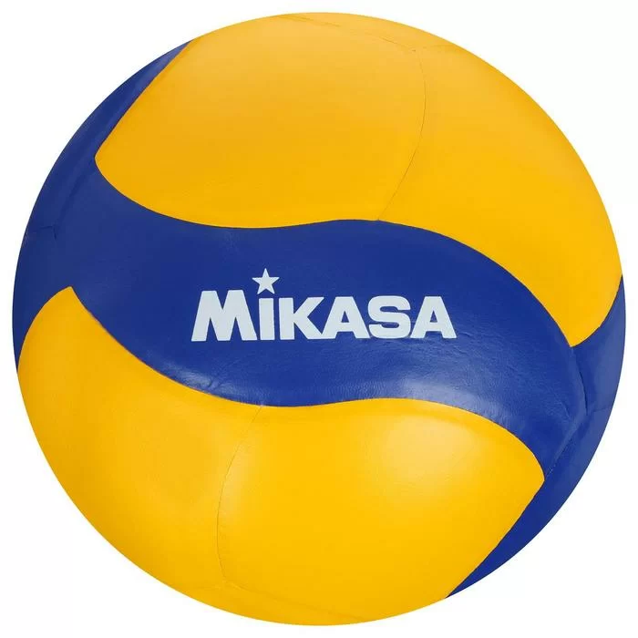 Реальное фото Мяч волейбольный Mikasa V390W синт.кожа (ПУ) клееный желто-синий от магазина СпортСЕ