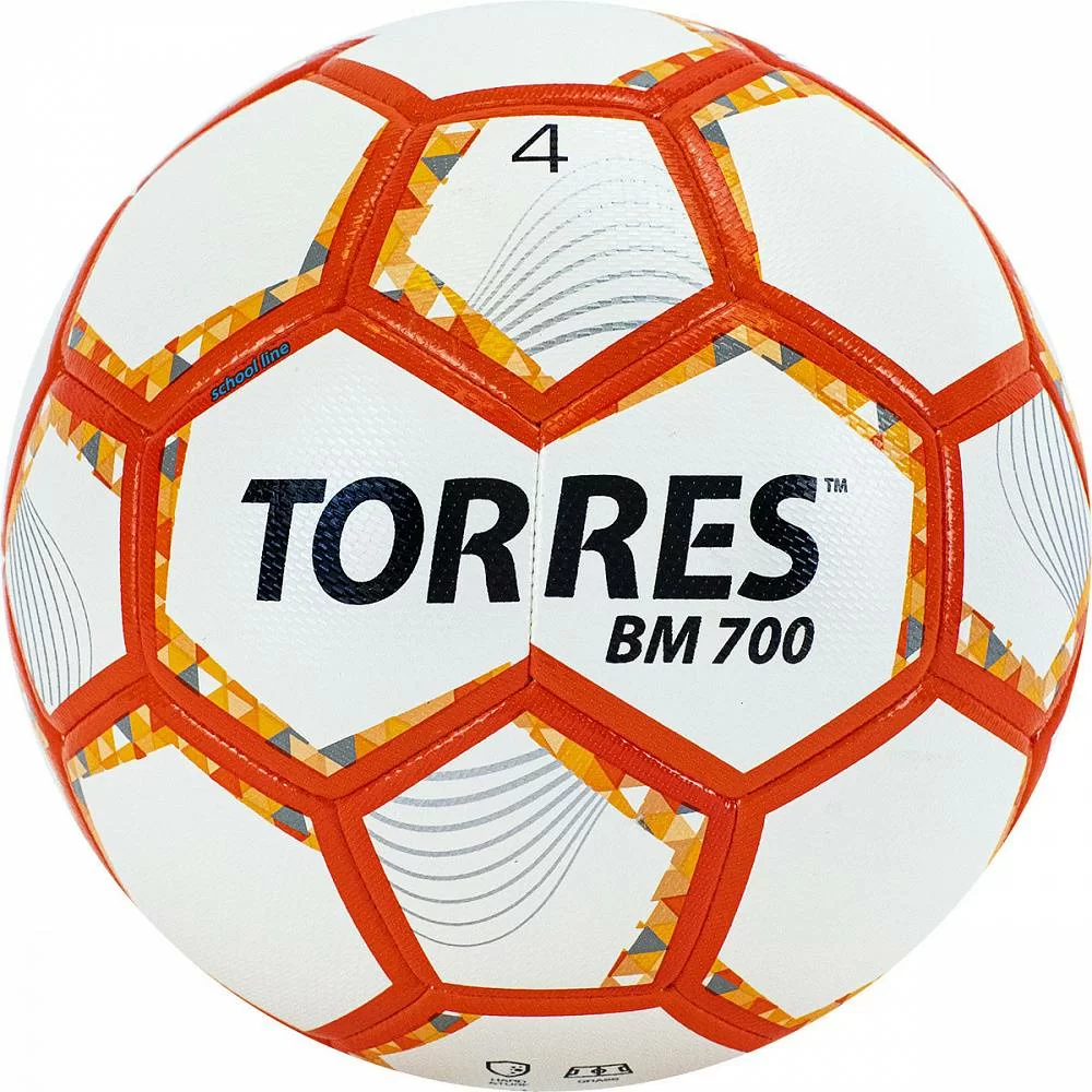 Реальное фото Мяч футбольный Torres BM 700 №5, 32 п PU гибрид. сшив. беж-оранж-сер F320655 от магазина СпортСЕ