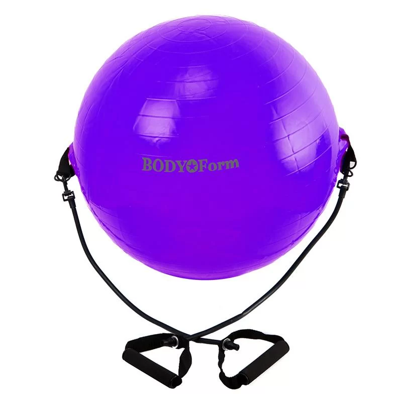 Реальное фото Фитбол 75 см (30") Body Form с эспандером purple BF-GBE01AB от магазина СпортСЕ