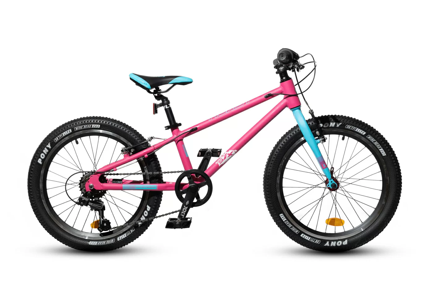Реальное фото Велосипед детский HORST Six 2022 Розово-бирюзовый от магазина СпортСЕ