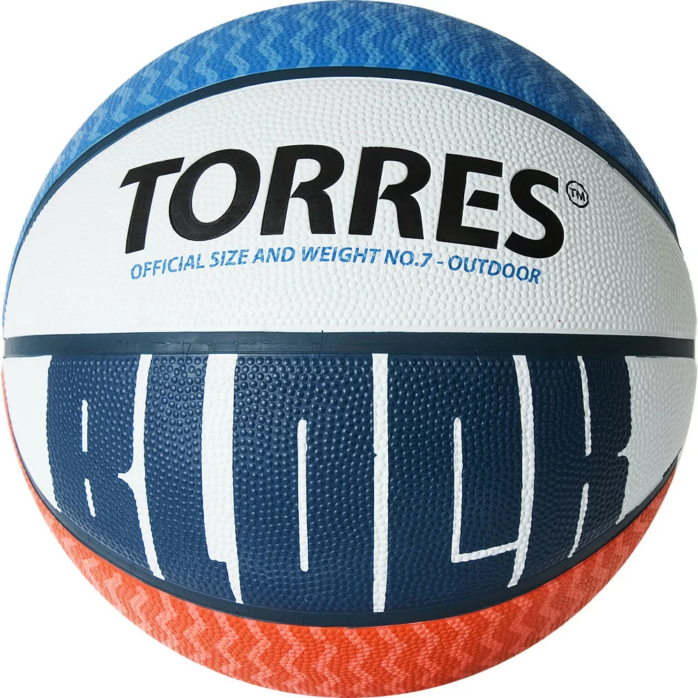 Реальное фото Мяч баскетбольный Torres Block №7 резина бело-сине-красный B02077 от магазина СпортСЕ