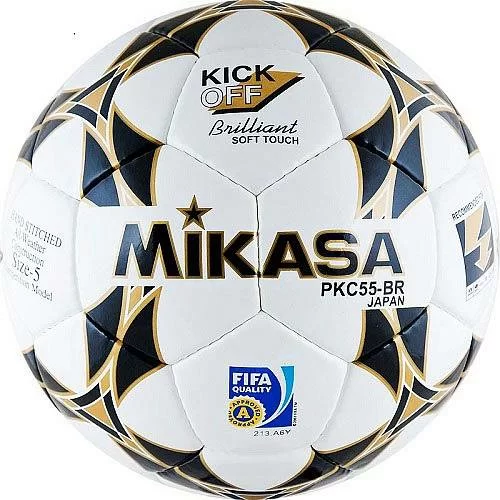 Реальное фото Мяч футбольный Mikasa PKC55BR-1 №5 ПУ руч.сш. бел-чер-зол от магазина СпортСЕ