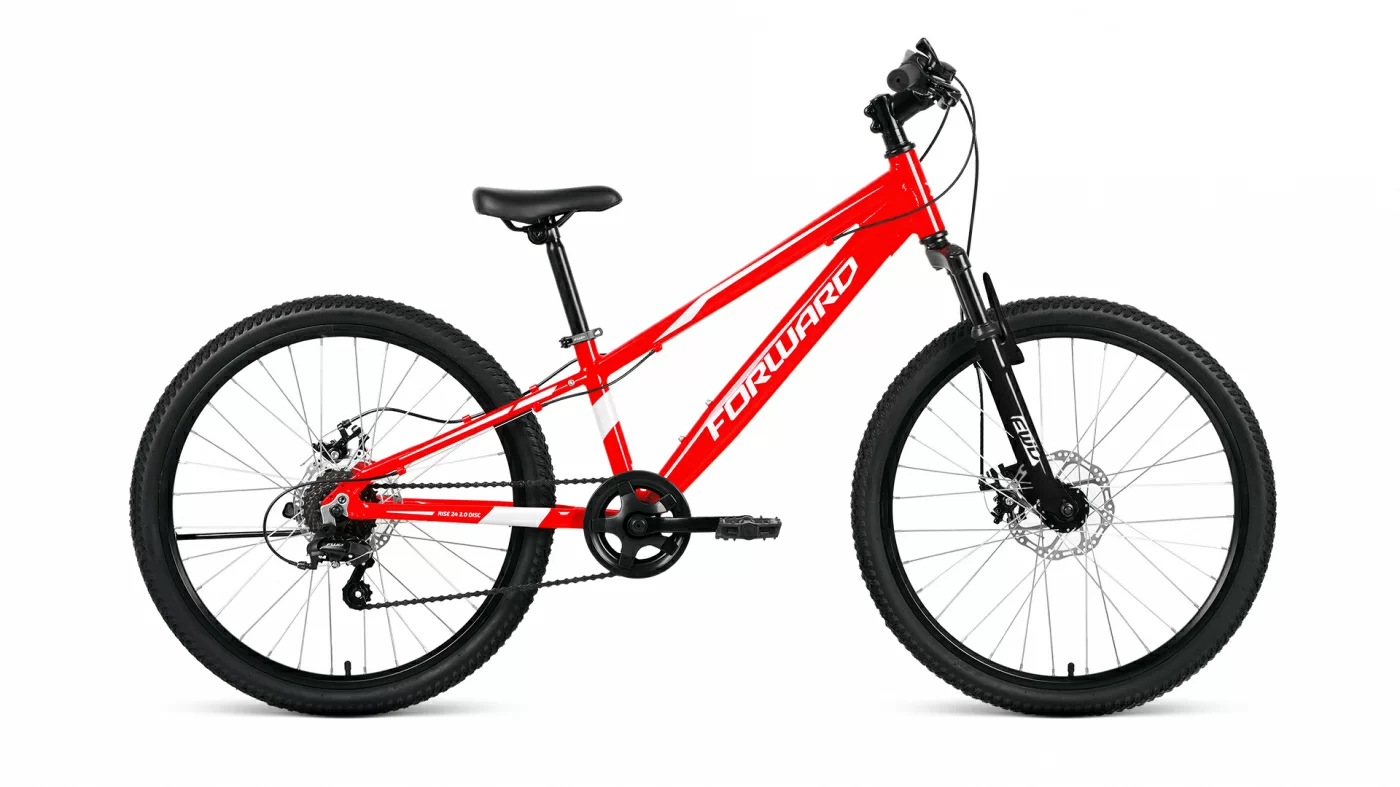 Реальное фото Велосипед Forward Rise 24 2.0 disc (2021) красный/белый RBKW1J347010 от магазина СпортСЕ
