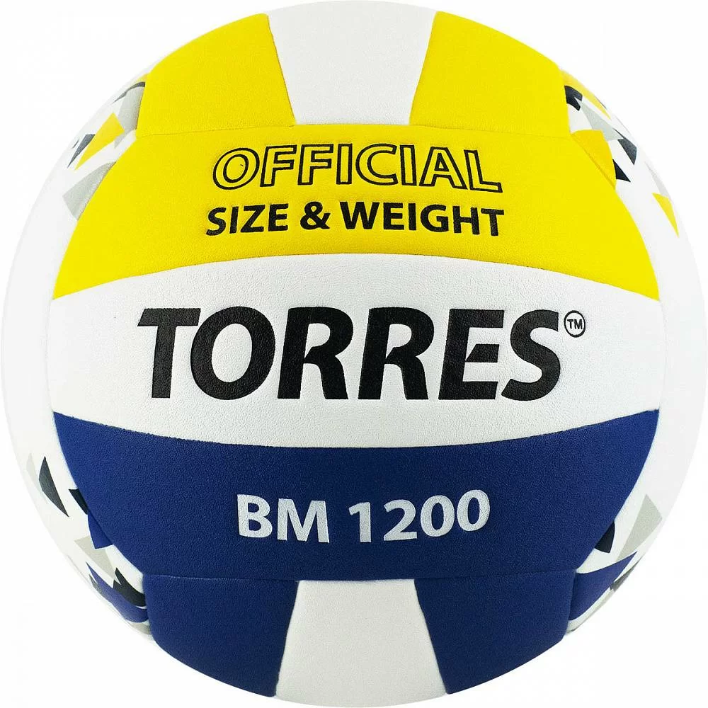Реальное фото Мяч волейбольный Torres BM1200 р.5 синт.кожа клееный  бел-син-желт V42035 от магазина СпортСЕ