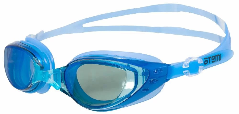 Реальное фото Очки для плавания Atemi B1001M зеркальные силикон син от магазина СпортСЕ