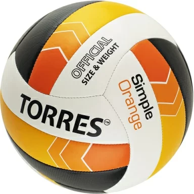 Реальное фото Мяч волейбольный Torres Simple р.5 синт.кожа (ТПУ) бел-чер-оранж Orange V32125 от магазина СпортСЕ
