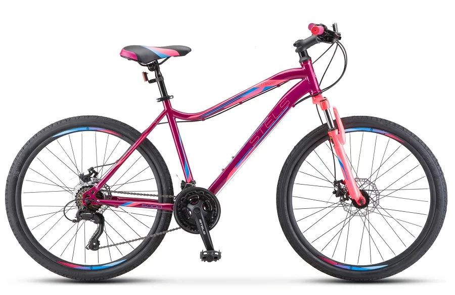 Реальное фото Велосипед Stels Miss-5000 D 26" (2021) фиолетовый/розовый K010 от магазина СпортСЕ