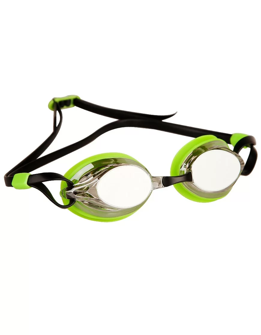 Реальное фото Очки для плавания Mad Wave Spurt Mirror green/black M0427 25 0 10W от магазина СпортСЕ