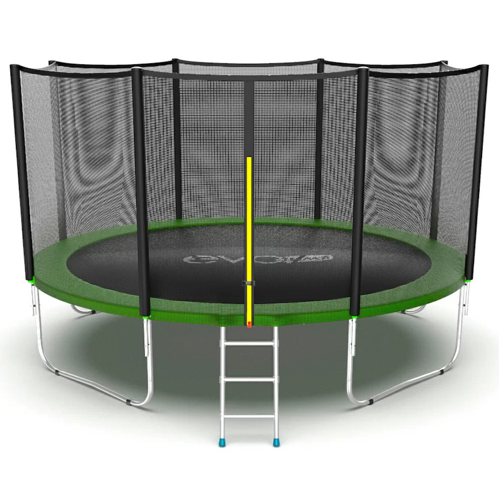 Реальное фото EVO JUMP External 12ft (Green) Батут с внешней сеткой и лестницей, диаметр 12ft (зеленый) от магазина СпортСЕ