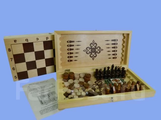 Реальное фото Набор игр (4 в 1) нарды, шашки, лото, карты 400*200*55 НШ-4 от магазина СпортСЕ