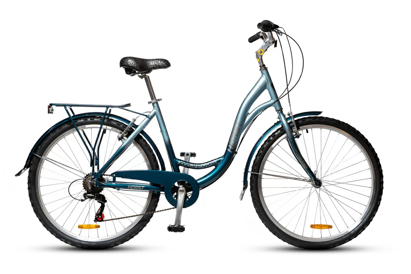 Реальное фото Велосипед женский HORST Perle 2023 Голубой от магазина СпортСЕ