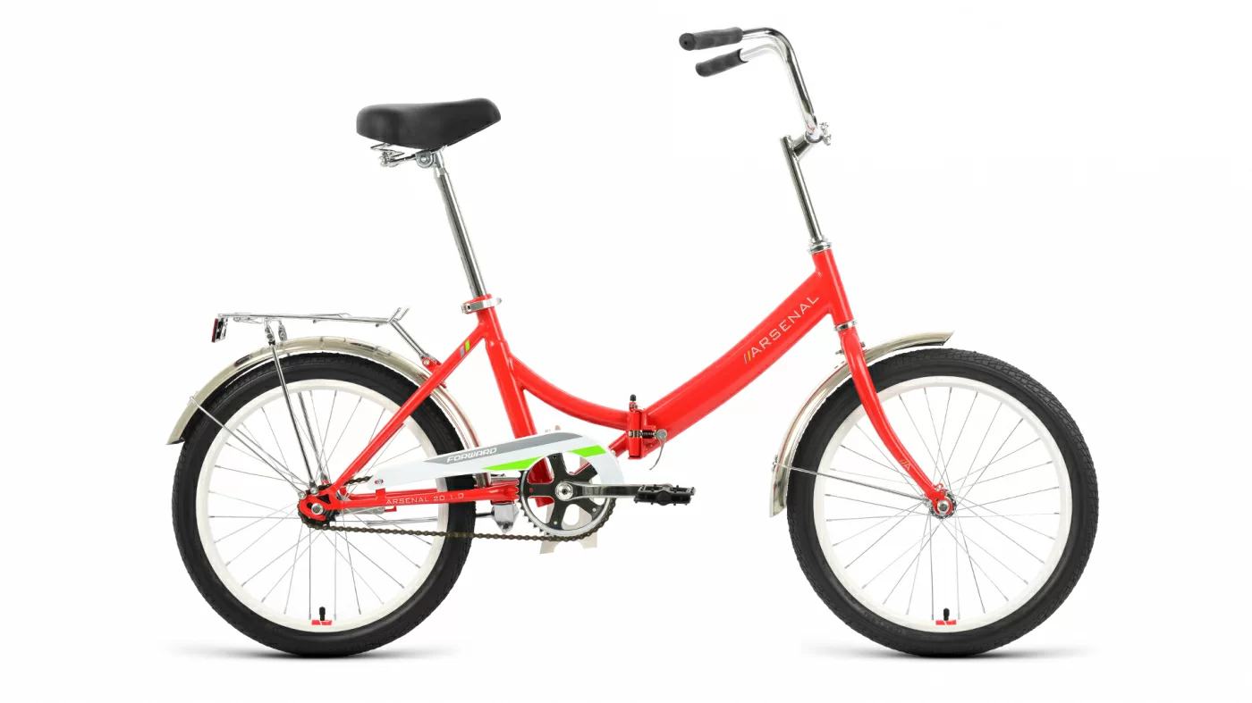 Реальное фото Велосипед Forward Arsenal 20 1.0 скл. (2022) красный/зеленый RBK22FW20528 от магазина СпортСЕ