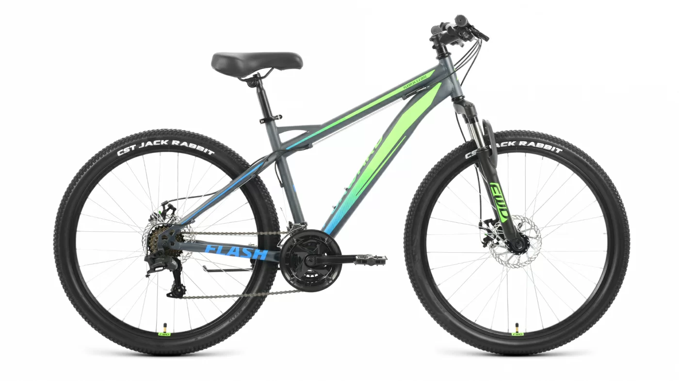 Реальное фото Велосипед Forward Flash 26 2.2 D (2022) серый матовый/ярко-зеленый от магазина СпортСЕ