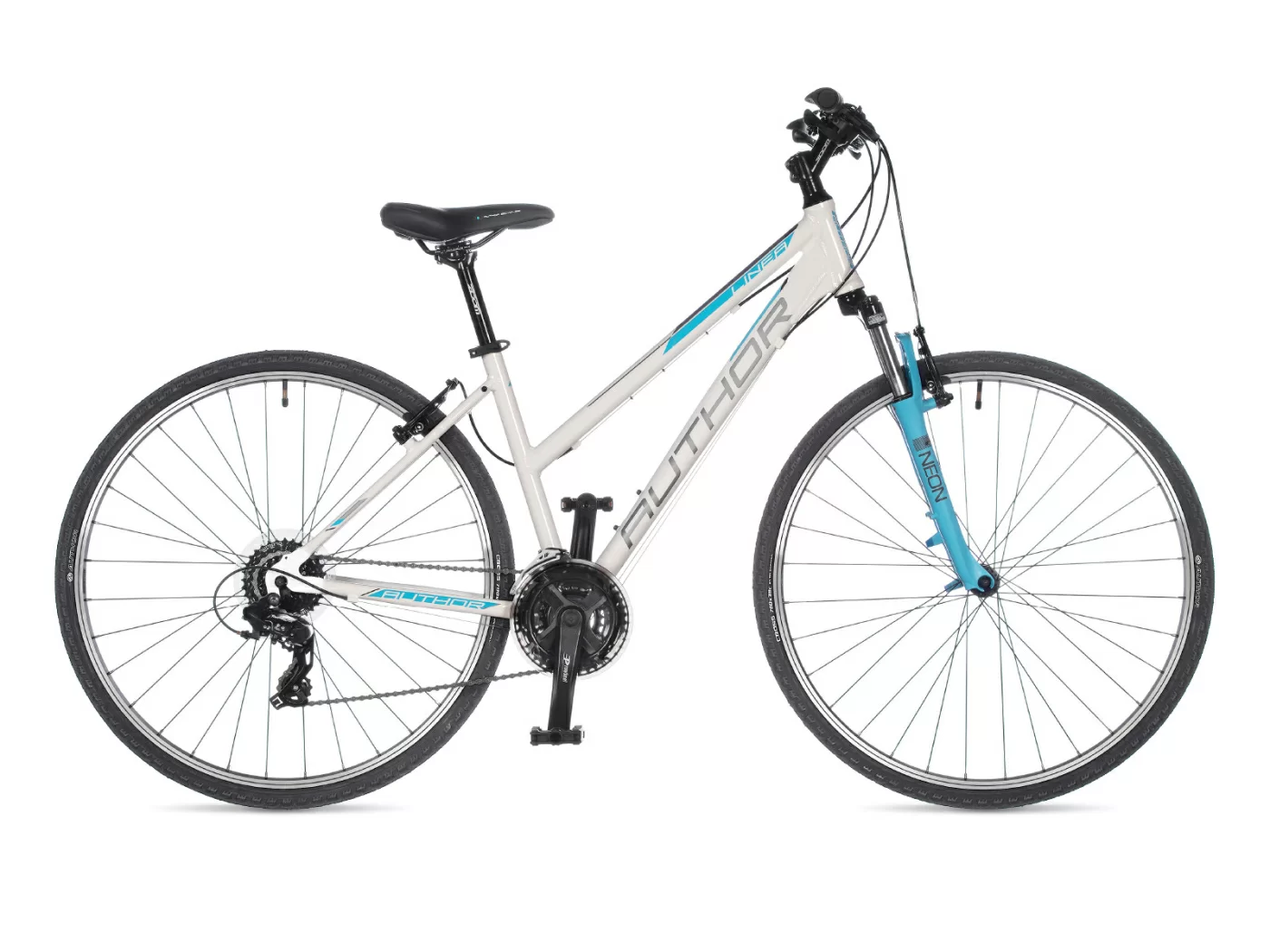 Реальное фото Велосипед женский AUTHOR Linea 2022 Бело-голубой от магазина СпортСЕ