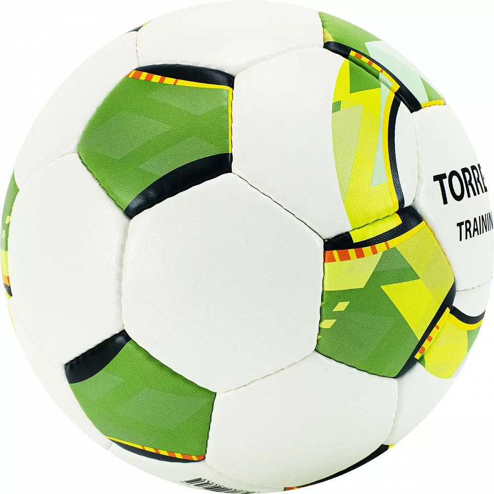 Реальное фото Мяч футбольный Torres Training №4 32 п. PU ручная сшивка бело-зел-сер F320054 от магазина СпортСЕ