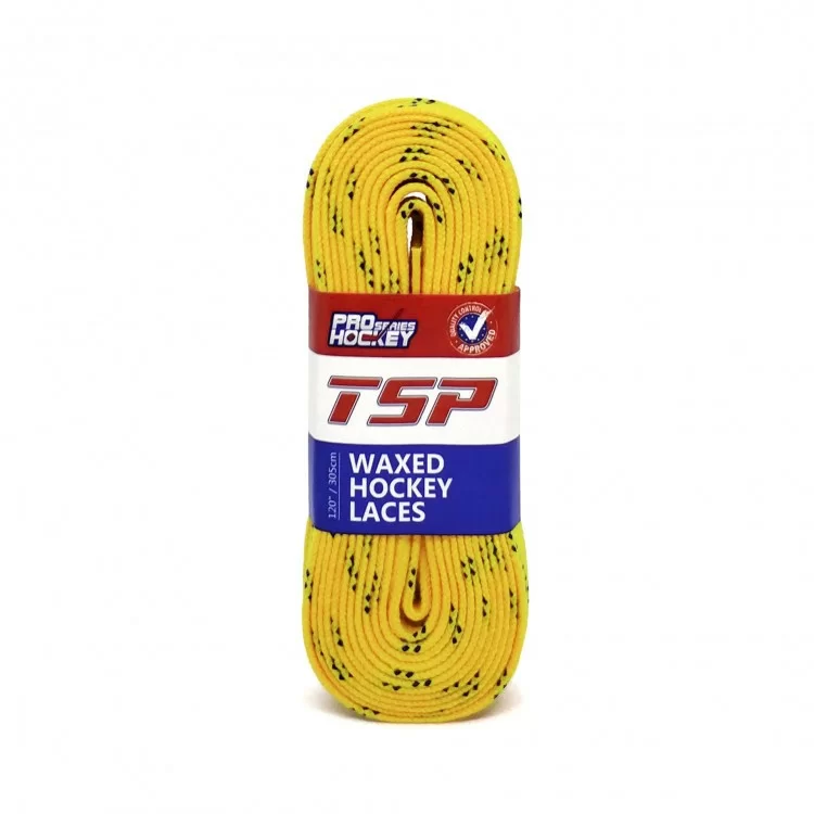 Реальное фото Шнурки хоккейные 213см с пропиткой TSP Hockey Laces Waxed yellow 2155 от магазина СпортСЕ