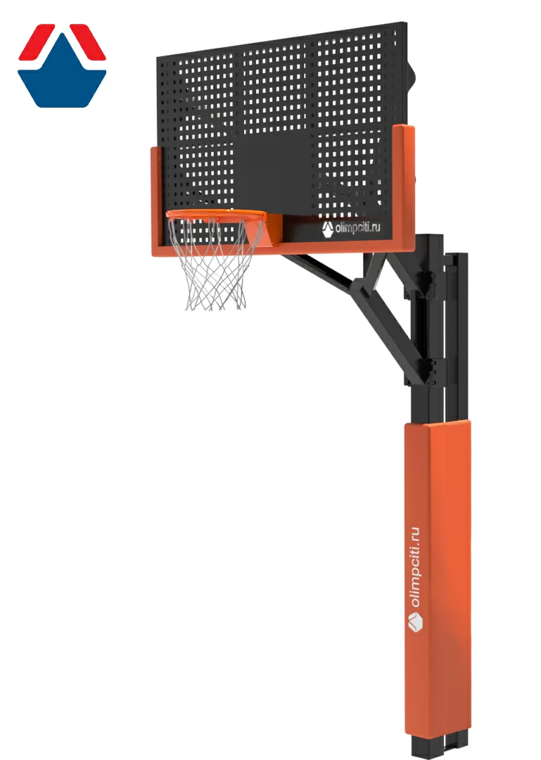 Реальное фото Стойка баскетбольная под бетонирование с металлическим щитом вынос 1200мм от магазина СпортСЕ