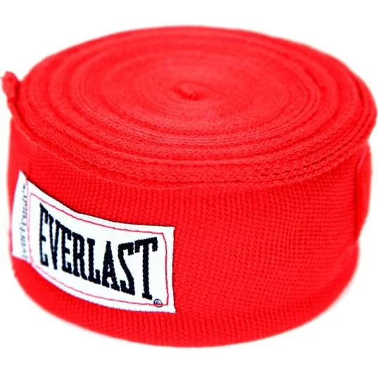 Реальное фото Бинт боксерский 4.55 м Everlast красный 4456RU от магазина СпортСЕ