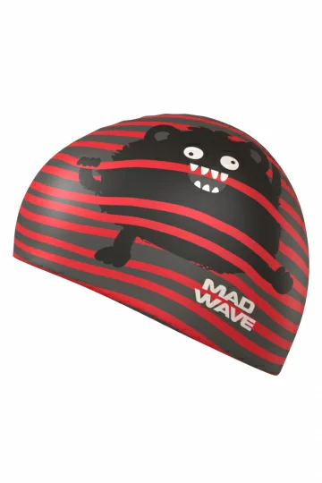Реальное фото Шапочка для плавания Mad Wave Monster Junior Red M0573 09 0 05W от магазина СпортСЕ