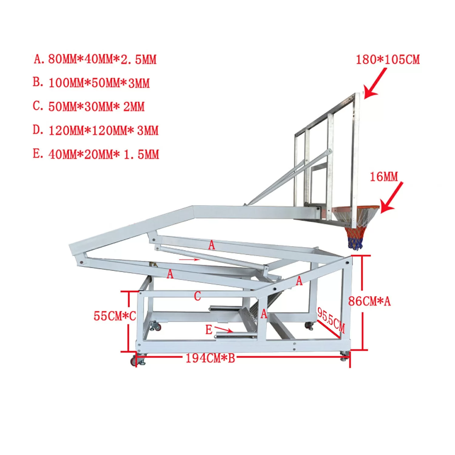 Реальное фото Баскетбольная мобильная стойка DFC STAND72G 180x105CM стекло (семь коробов) от магазина СпортСЕ