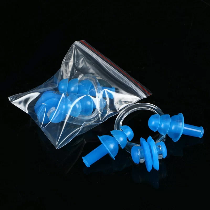 Реальное фото Набор для плавания E36868-1 zip-lock беруши и зажим для носа синий 10020487 от магазина СпортСЕ