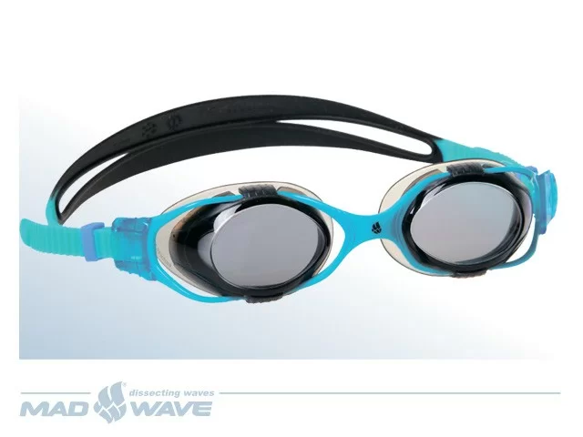 Реальное фото Очки для плавания Mad Wave Precize черн/голуб M0451 01 0 04W от магазина СпортСЕ