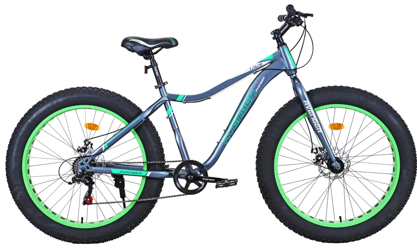 Реальное фото Велосипед 26" AVENGER FAT C262D, серый/зеленый, 17,5" (2021) от магазина СпортСЕ