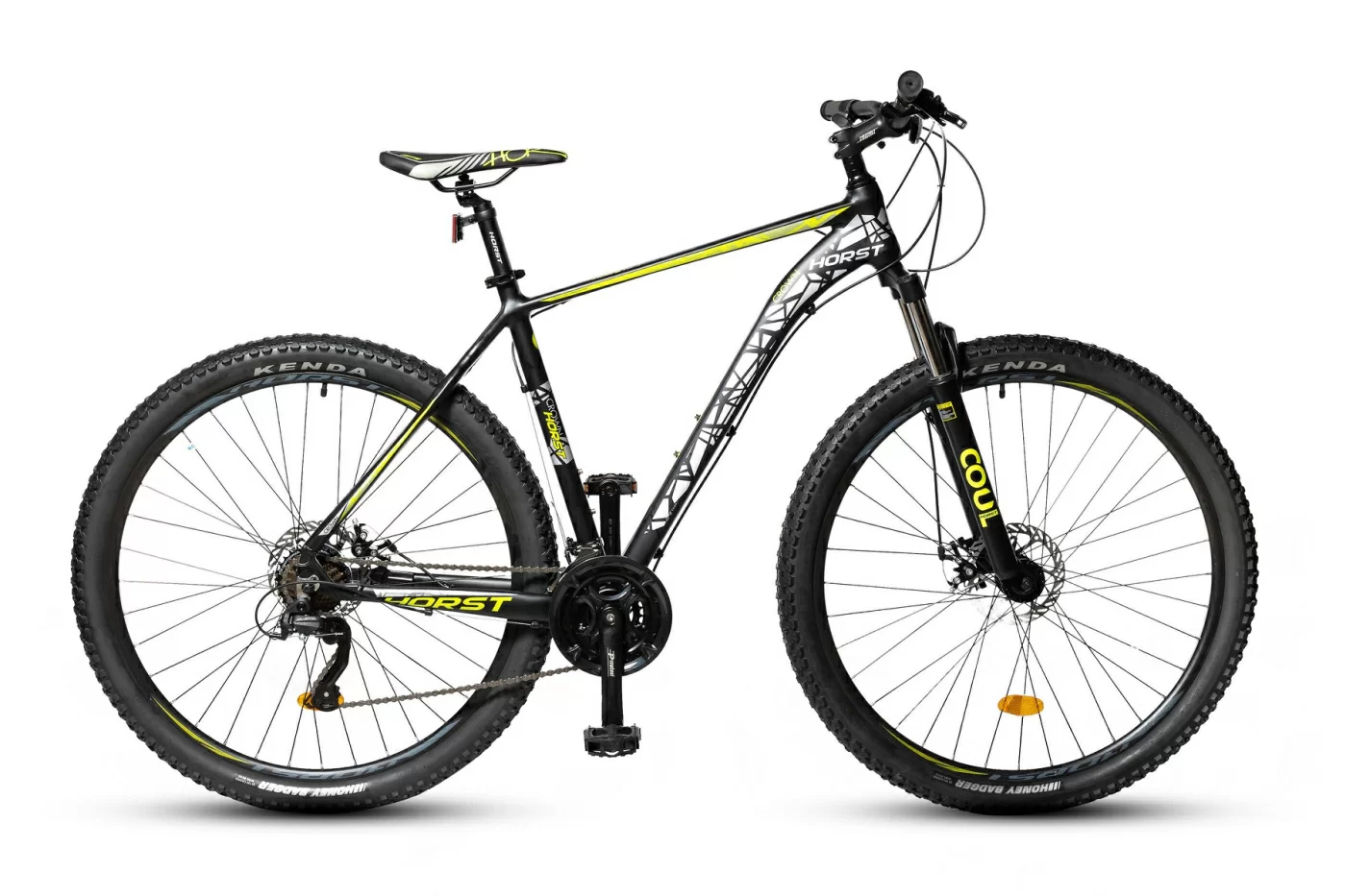 Реальное фото Велосипед HORST Crown 29 2022 Черно-серо-лимонный от магазина СпортСЕ