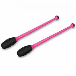 Булавы для гимнастики 41 см Indigo вставляющиеся (пластик, каучук) розово-черные IN018