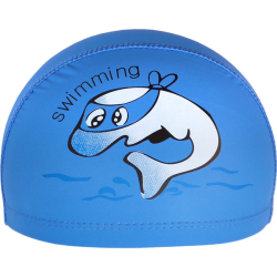 Шапочка для плавания E41281 детская ПУ Дельфин синяя 10021845