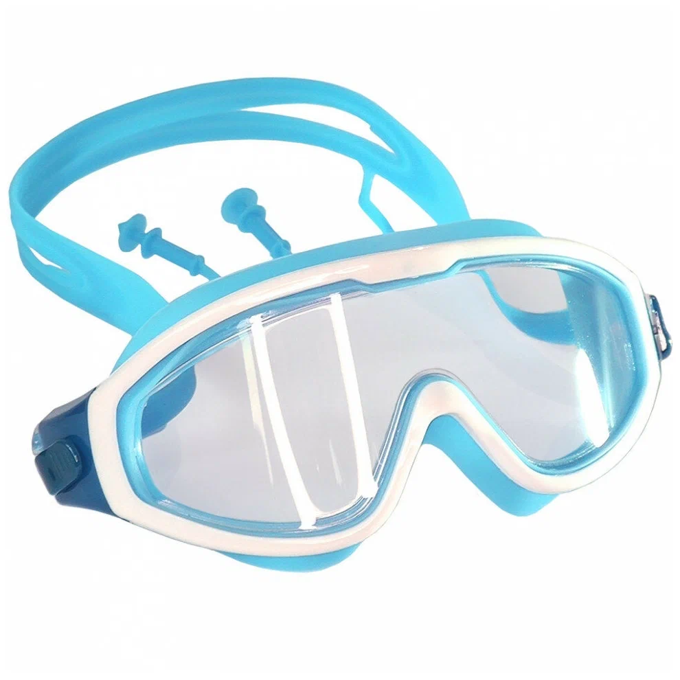 Реальное фото Очки для плавания E33122-2 (полумаска) юниорская силикон голубой 10020279 от магазина СпортСЕ