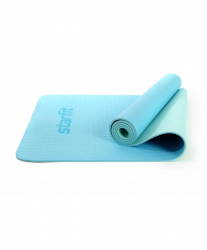 Коврик для йоги StarFit FM-201 TPE 173x61x0,5 см синий пастель/мятный УТ-00018913