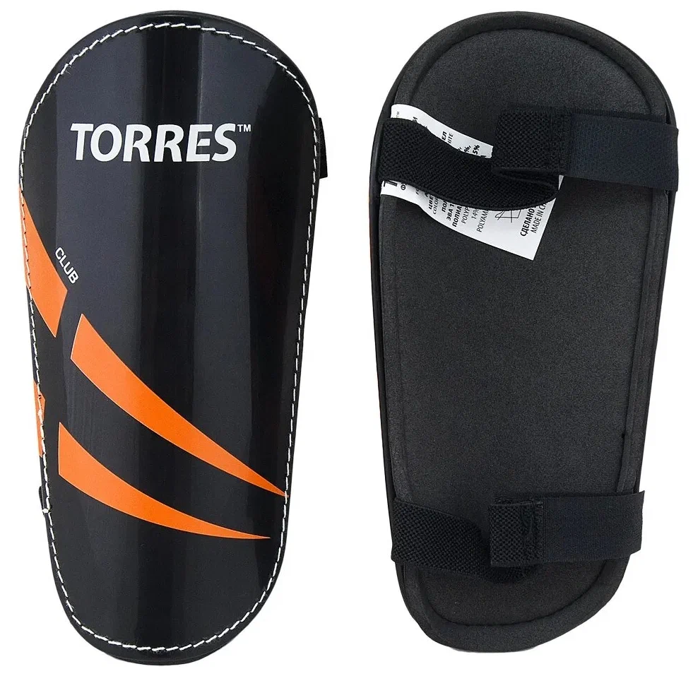 Реальное фото Щитки футбольные Torres Club черно-оранж-белый FS1607XS от магазина СпортСЕ
