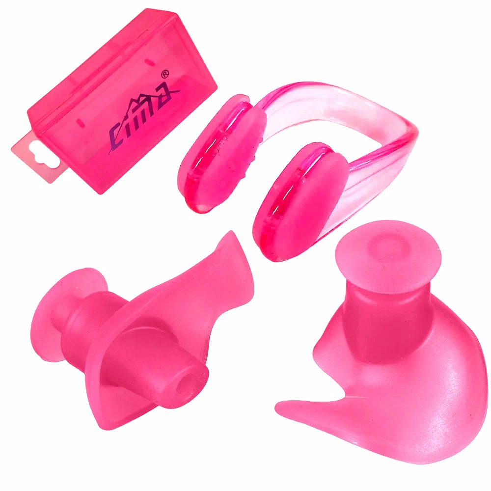 Реальное фото Набор для плавания C33425-4 беруши и зажим для носа розовый 10016527 от магазина СпортСЕ