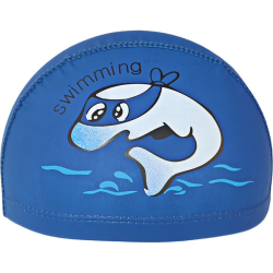 Шапочка для плавания E41277 детская ПУ Дельфин темно- синяя 10021841