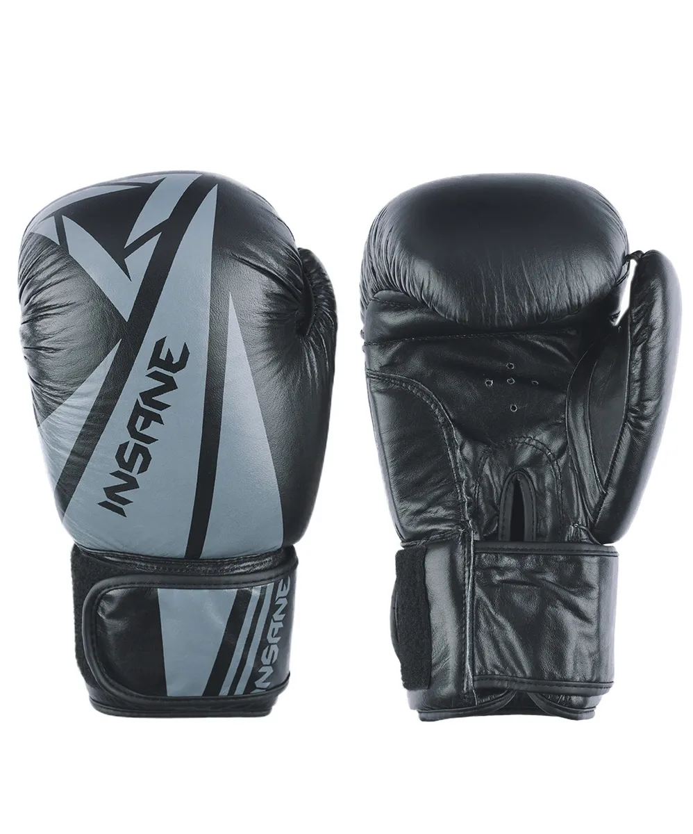 Реальное фото Перчатки боксерские Insane Ares IN22-BG300 кожа черный от магазина СпортСЕ