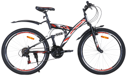 Велосипед 26" AVENGER F260, черный/оранжевый неон, 18" (2021)