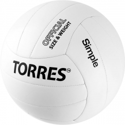 Мяч волейбольный Torres Simple V32105 р.5 синт.кожа (ТПУ) бело-черный