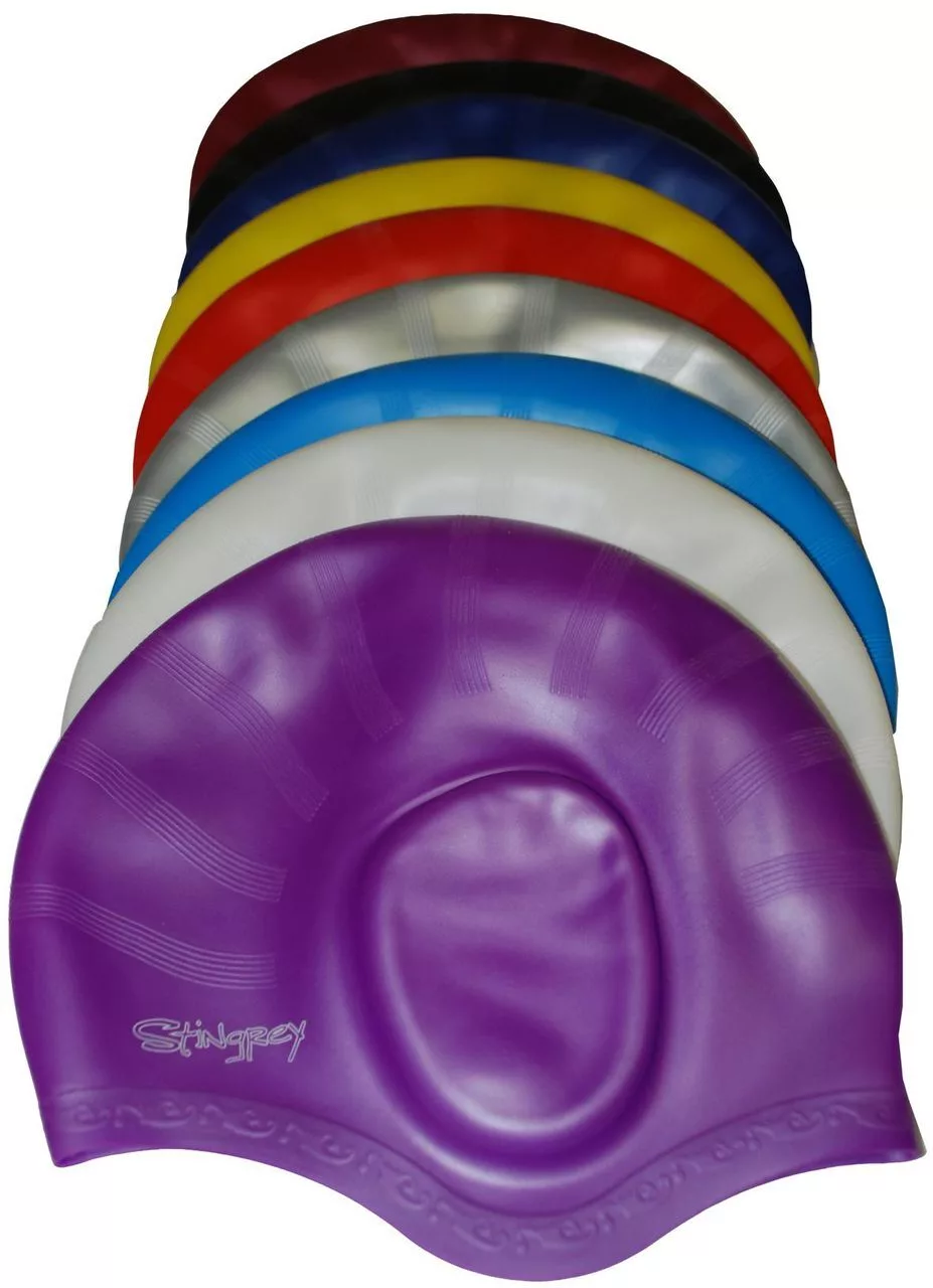 Реальное фото Шапочка для плавания Stingrey HE одноцветная с теснением от магазина СпортСЕ